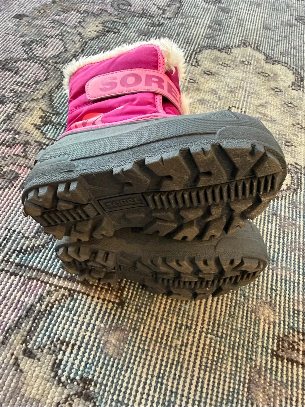 Sorel Girls Hot Pink and Gray Snow Boots with Faux Fur